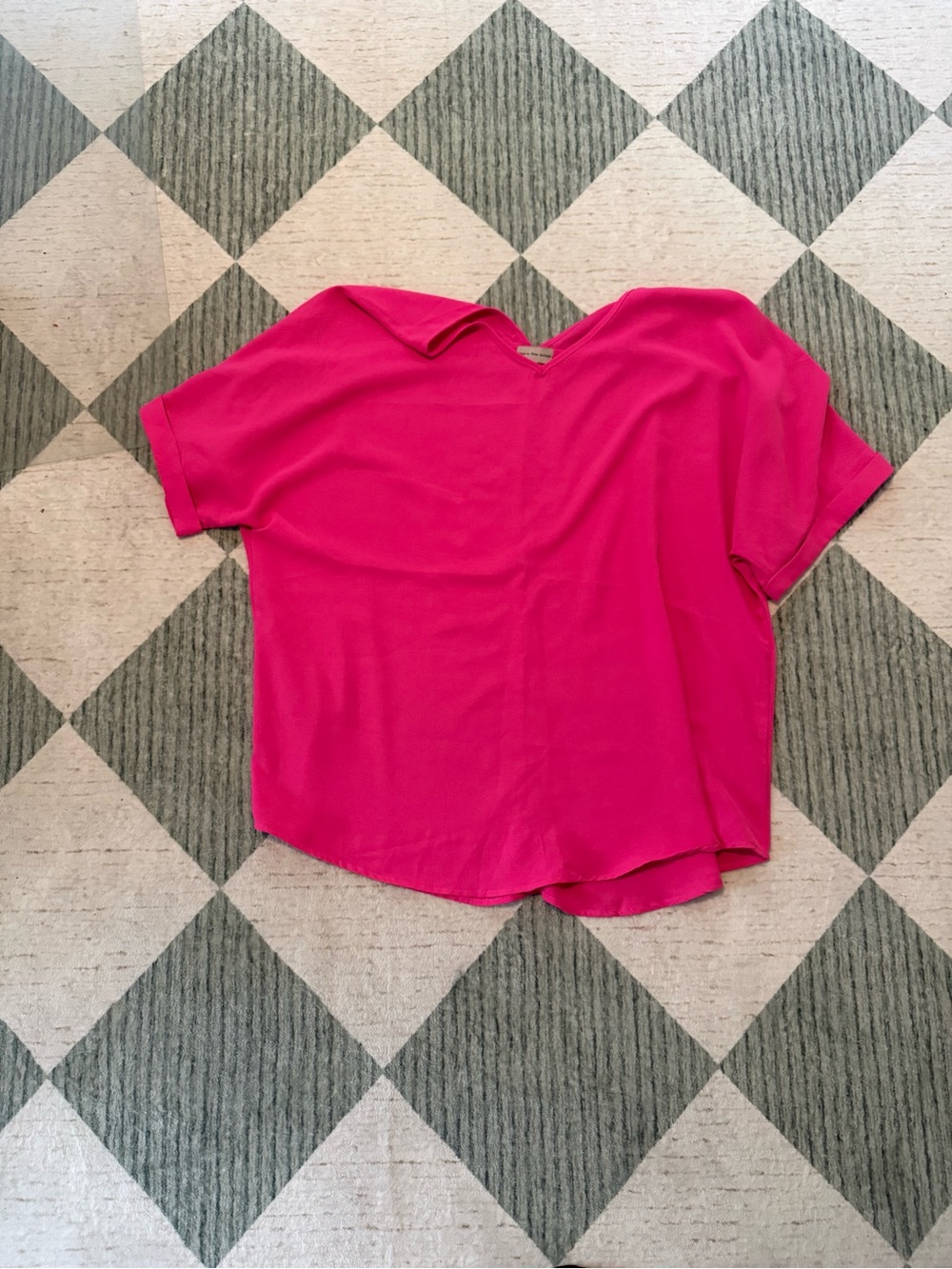 Boutique Hot Pink Blouse 2X V-Neck Dolman Sleeve Flowy Draped Top
